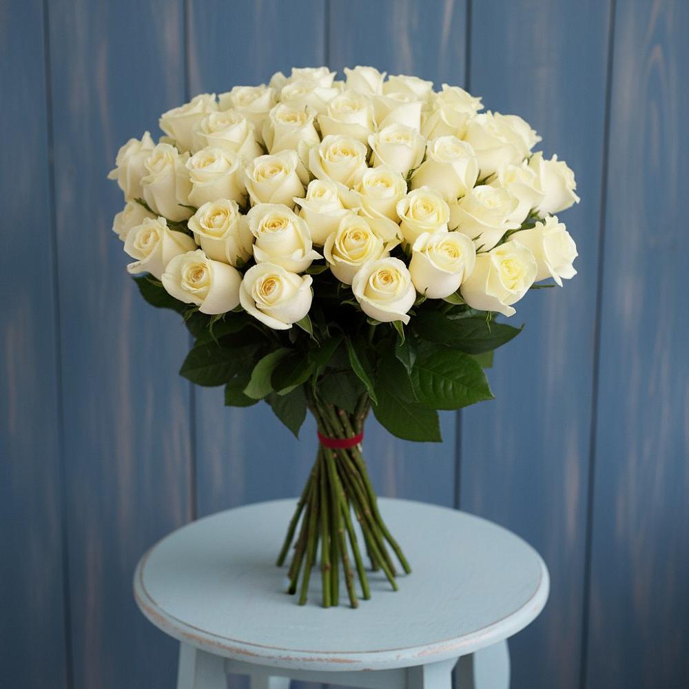 Букет 51 Белая роза Эдлесс Лав в Урюпинске