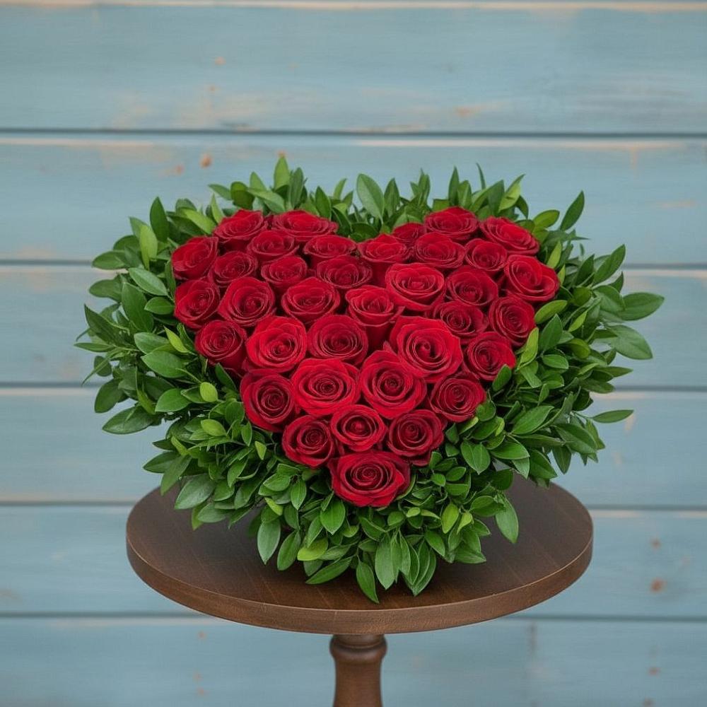 Цветочная композиция из Розы в виде сердца в Урюпинске