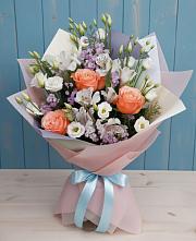 Букет цветов из:  Лизиантусы, Розы, Альстромерии и Гипсофила #REPLACE_PRED# Урюпинске