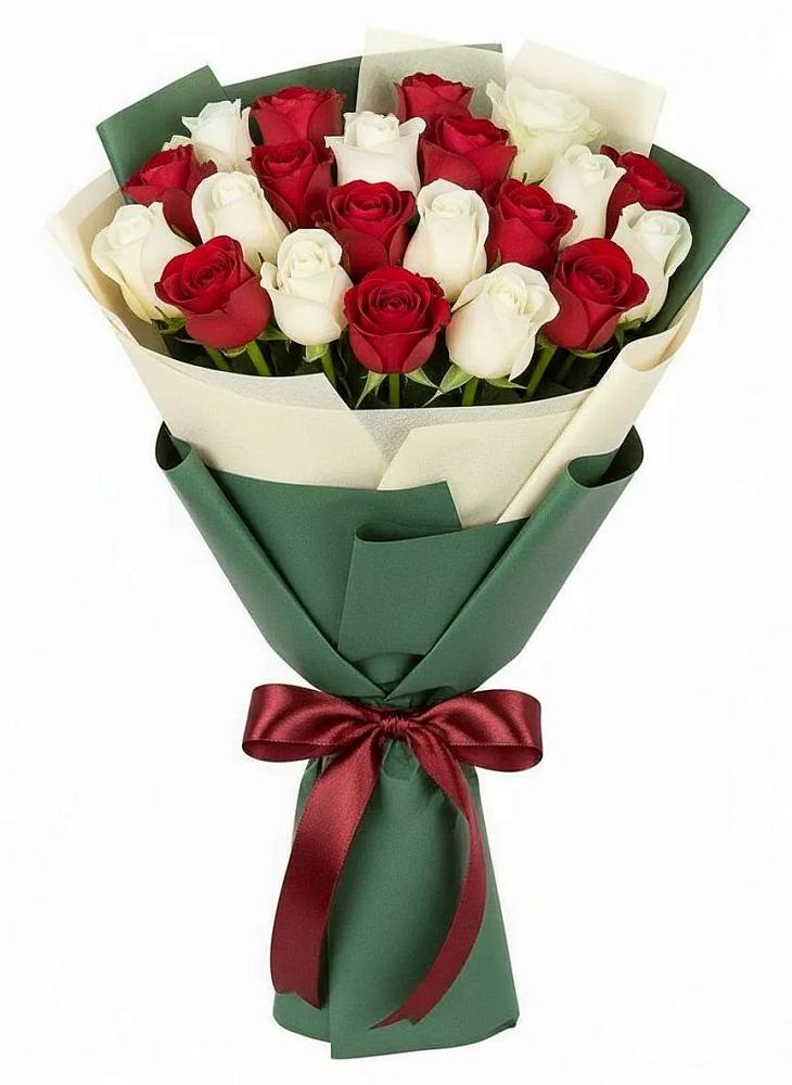 Букет Микс из красных и белых роз в Урюпинске