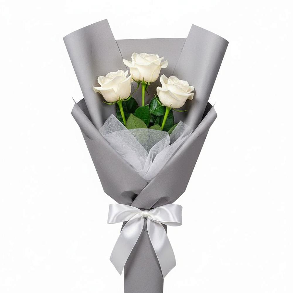 Букет 3 белые розы в Урюпинске