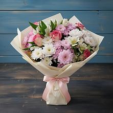 Букет цветов из:  Хризантемы, Альстромерии и Розы в Урюпинске