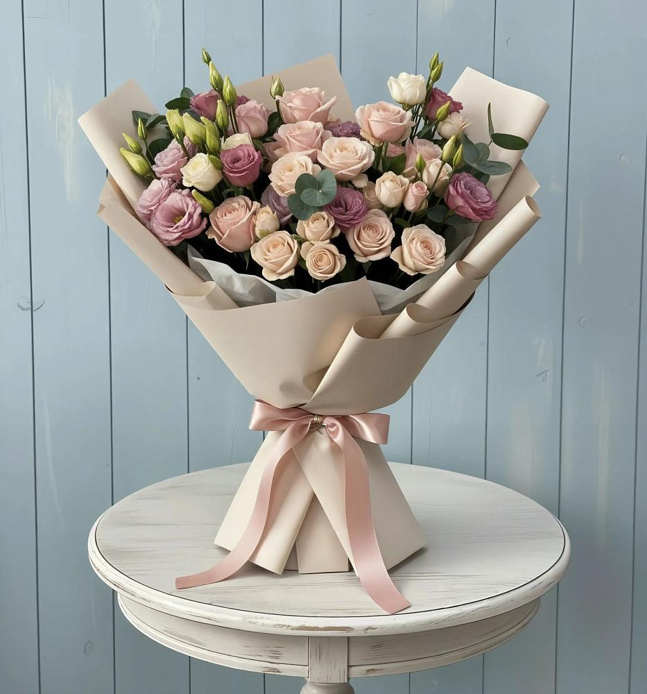 Букет цветов из: Розы и Лизиантусы в Урюпинске