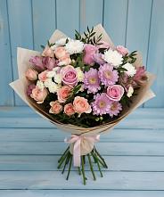 Букет цветов из:  Хризантемы, Розы и Альстромерии в Урюпинске